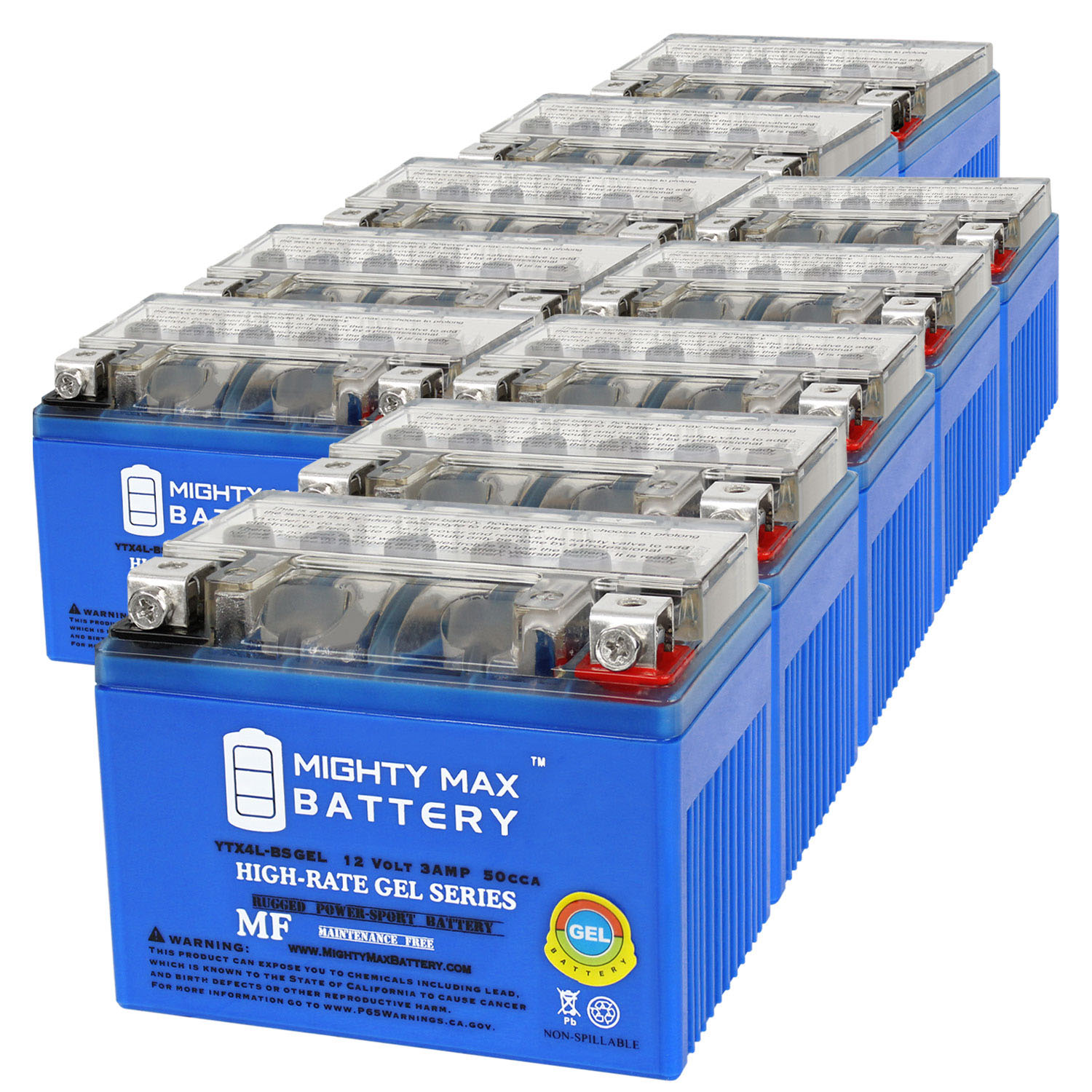 YTX4L-BS GEL Replacement Battery Compatible with QianJiang YTX4L-BS - 10 Pack