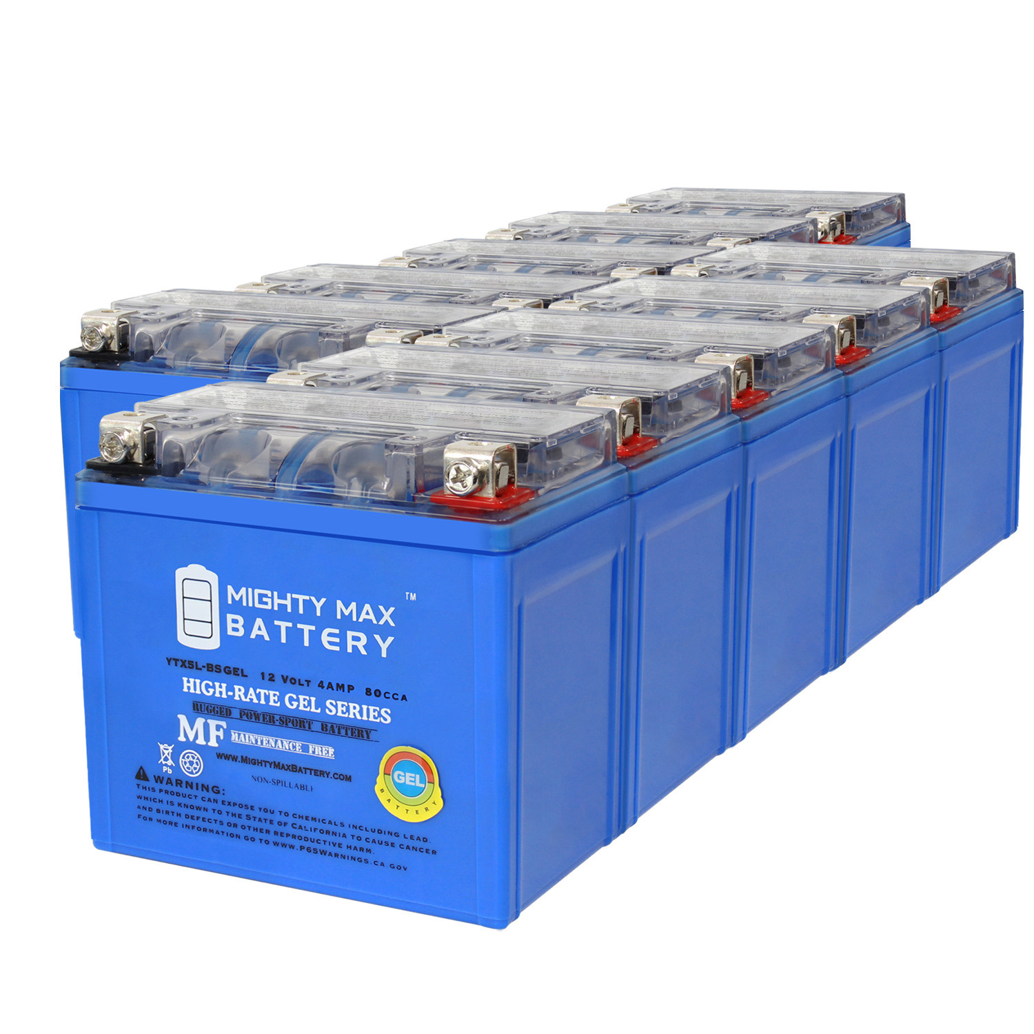 YTX5L-BS GEL Replacement Battery Compatible with Yamaha Btg-GTX5L-Bs-0 - 10 Pack