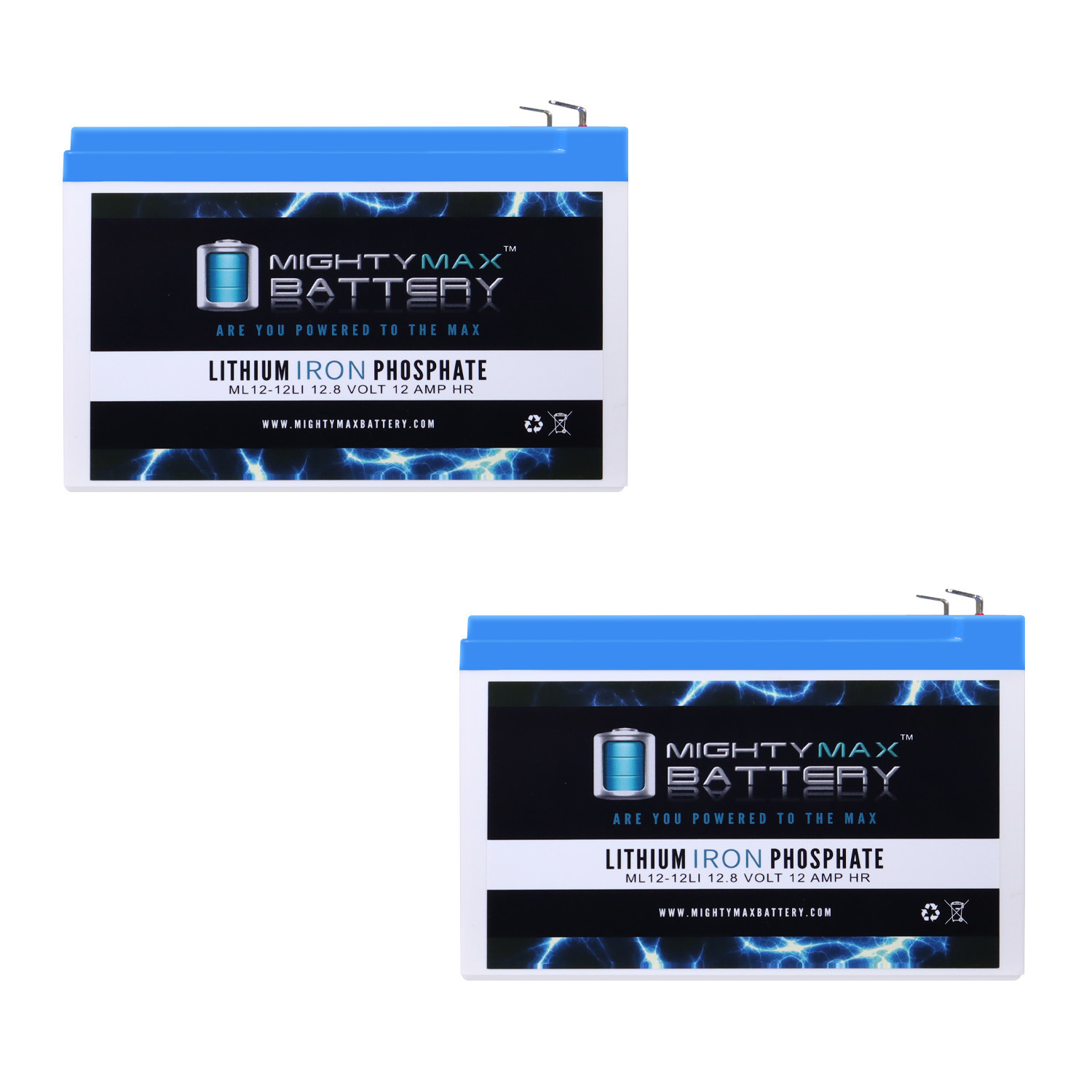 12V 12Ah Lithium Replacement Battery Compatible with Panasonic LC-RA1212P1, LCRA1212P1 - 2 Pack