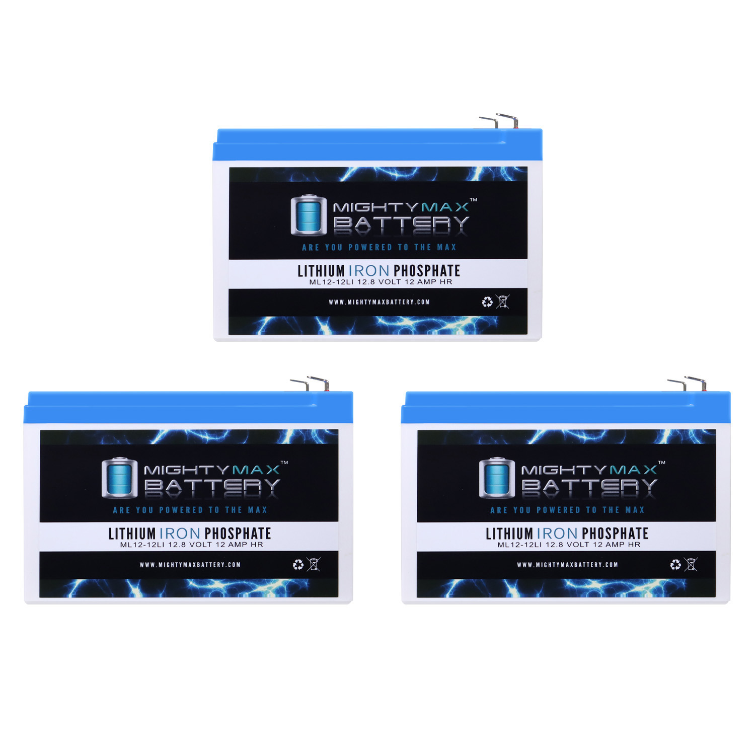 12V 12Ah Lithium Replacement Battery Compatible with Sigmas SP12-12HR - 3 Pack