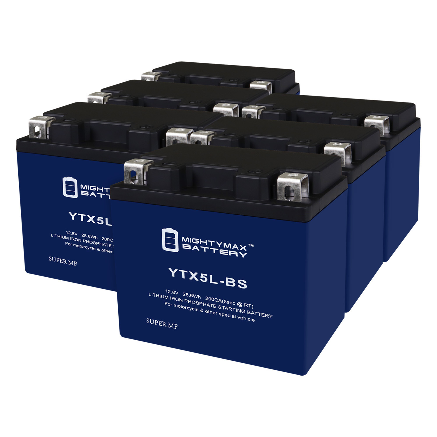 YTX5L-BS Lithium Replacement Battery Compatible with Interstate 12VX5L-B - 6 Pack