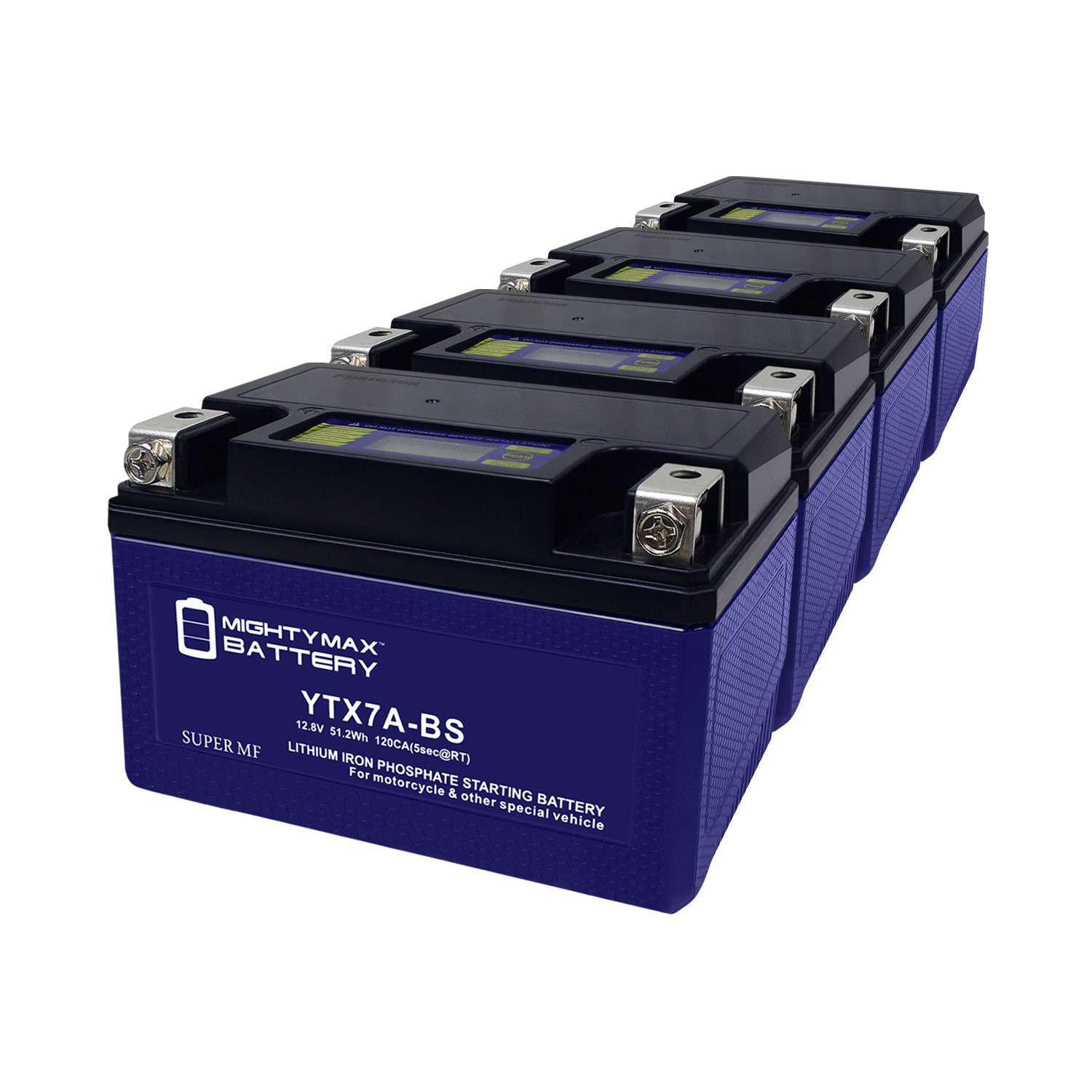 YTX7A-BS Lithium Replacement Battery Compatible with Interstate Motorcycle CYTX7A-BS - 4 Pack