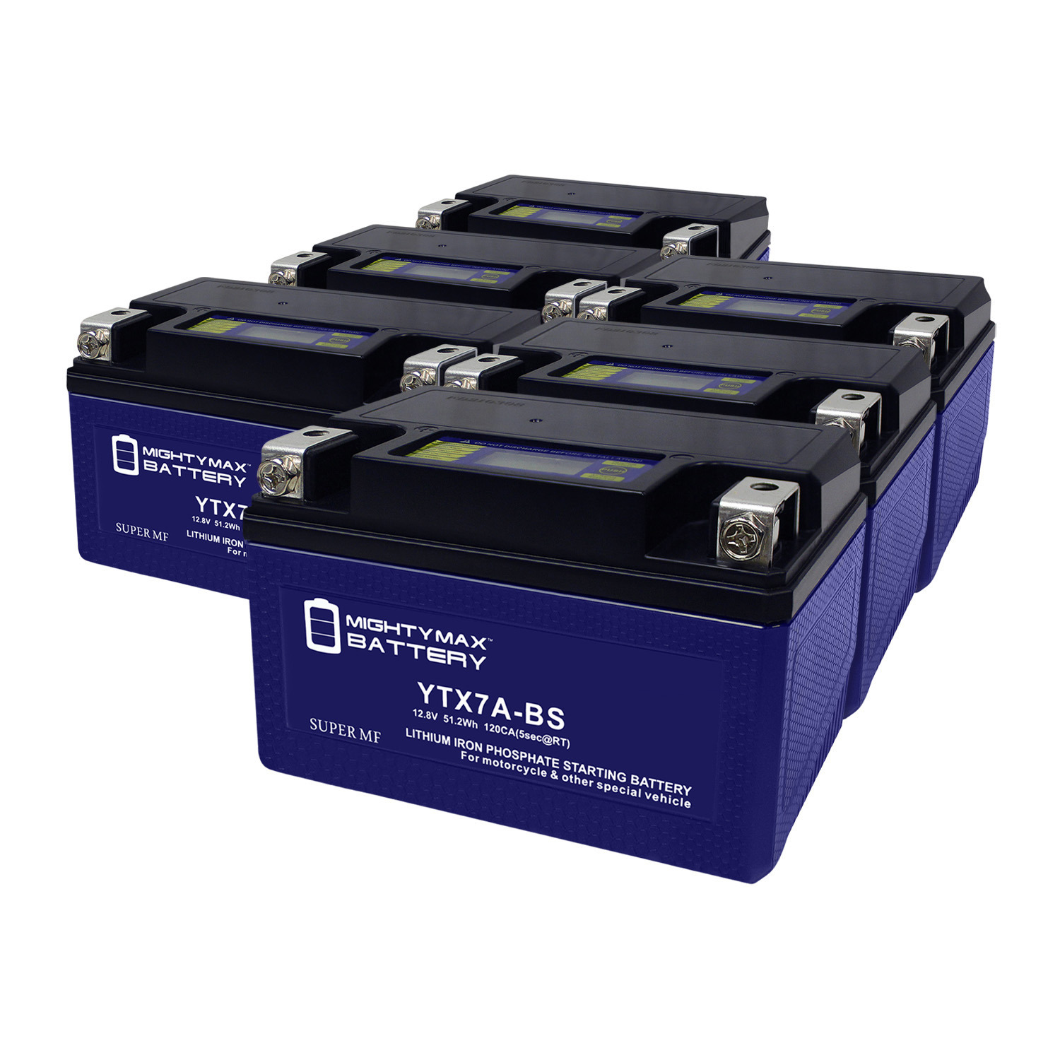 YTX7A-BS Lithium Replacement Battery Compatible with SigmasTek STX7A-BS - 6 Pack