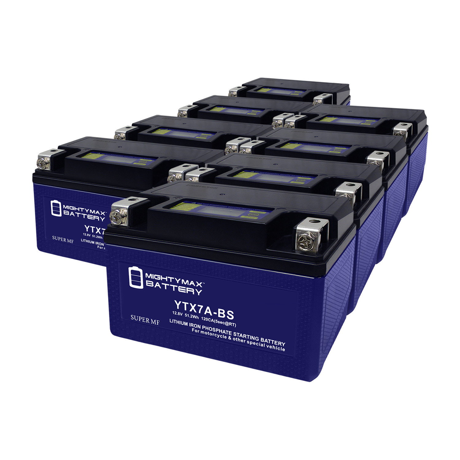 YTX7A-BS Lithium Replacement Battery Compatible with SigmasTek STX7A-BS - 8 Pack