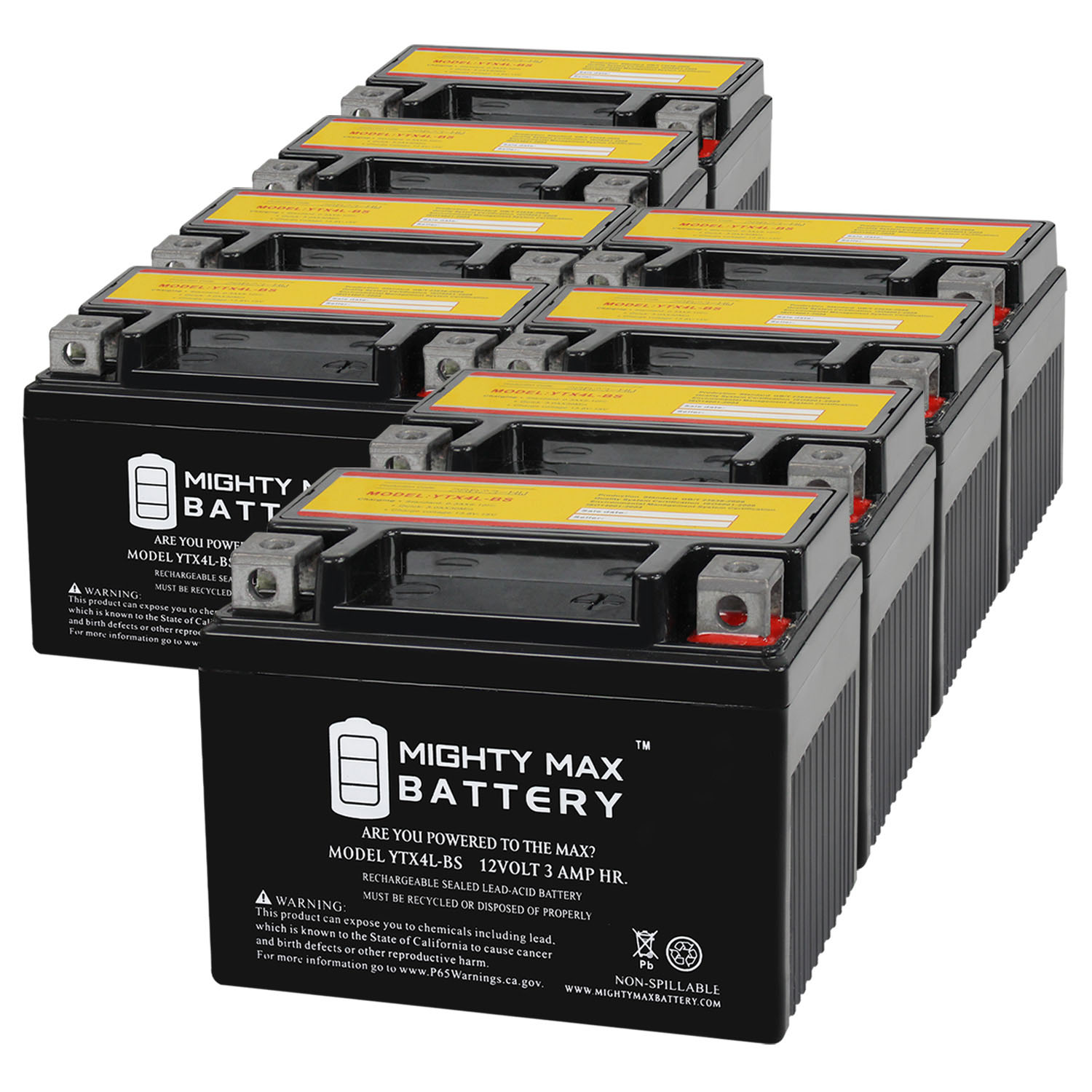 YTX4L-BS SLA Replacement Battery Compatible with Yamaha TTR125E/LE Electric Start 23 - 8 Pack