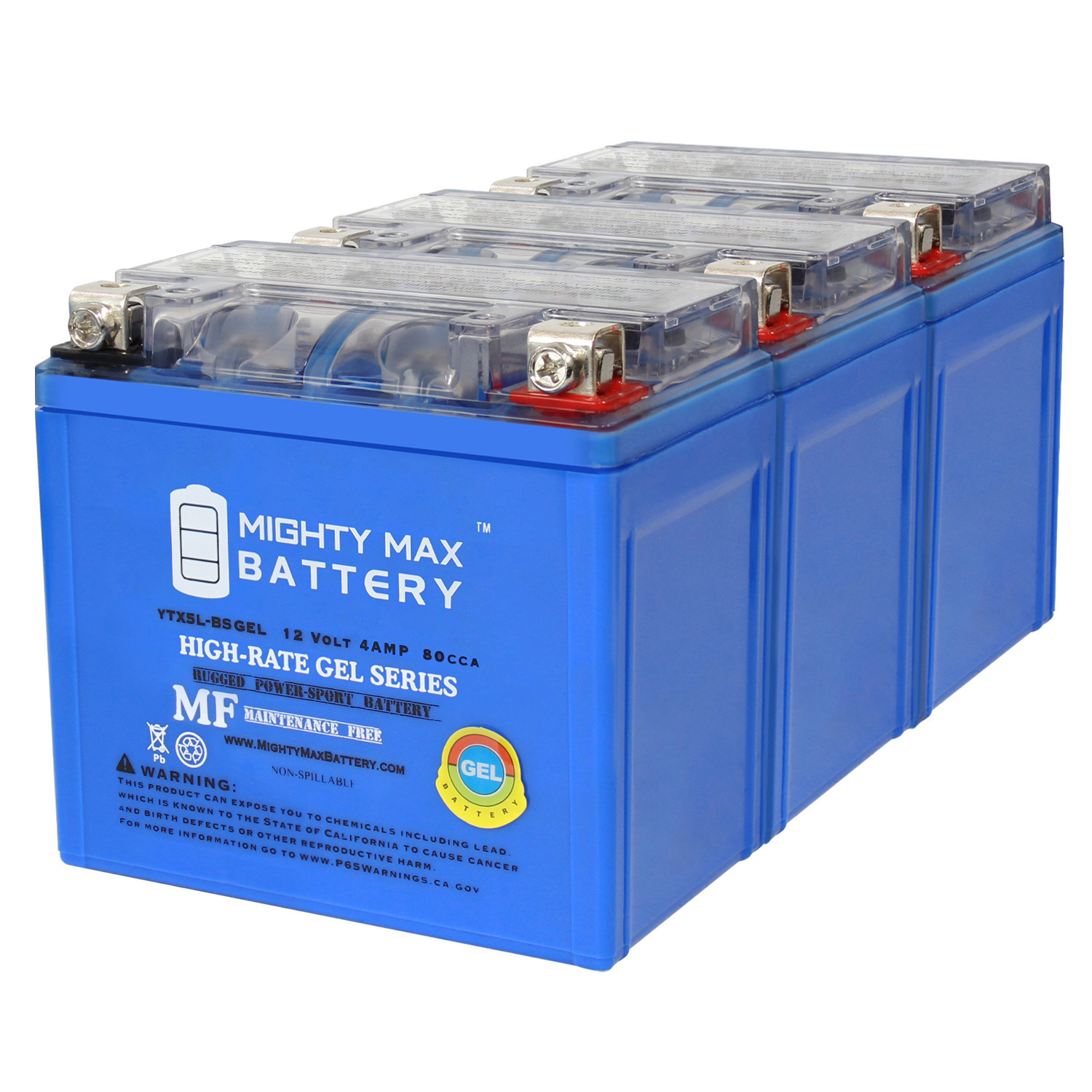 YTX5L-BS GEL Replacement Battery Compatible with Yamaha 90 YFM90R Raptor 23 - 3 Pack