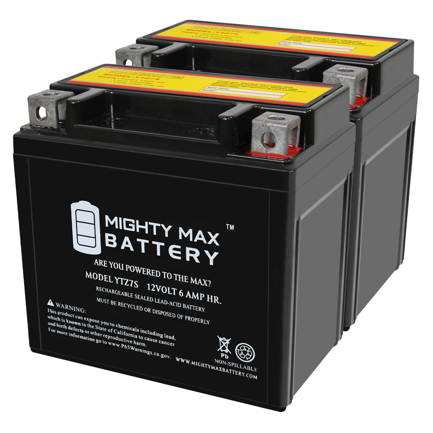 YTZ7S 12V 6AH Replacement Battery Compatible with Yamaha 90 YFM90R Raptor 23 - 2 Pack