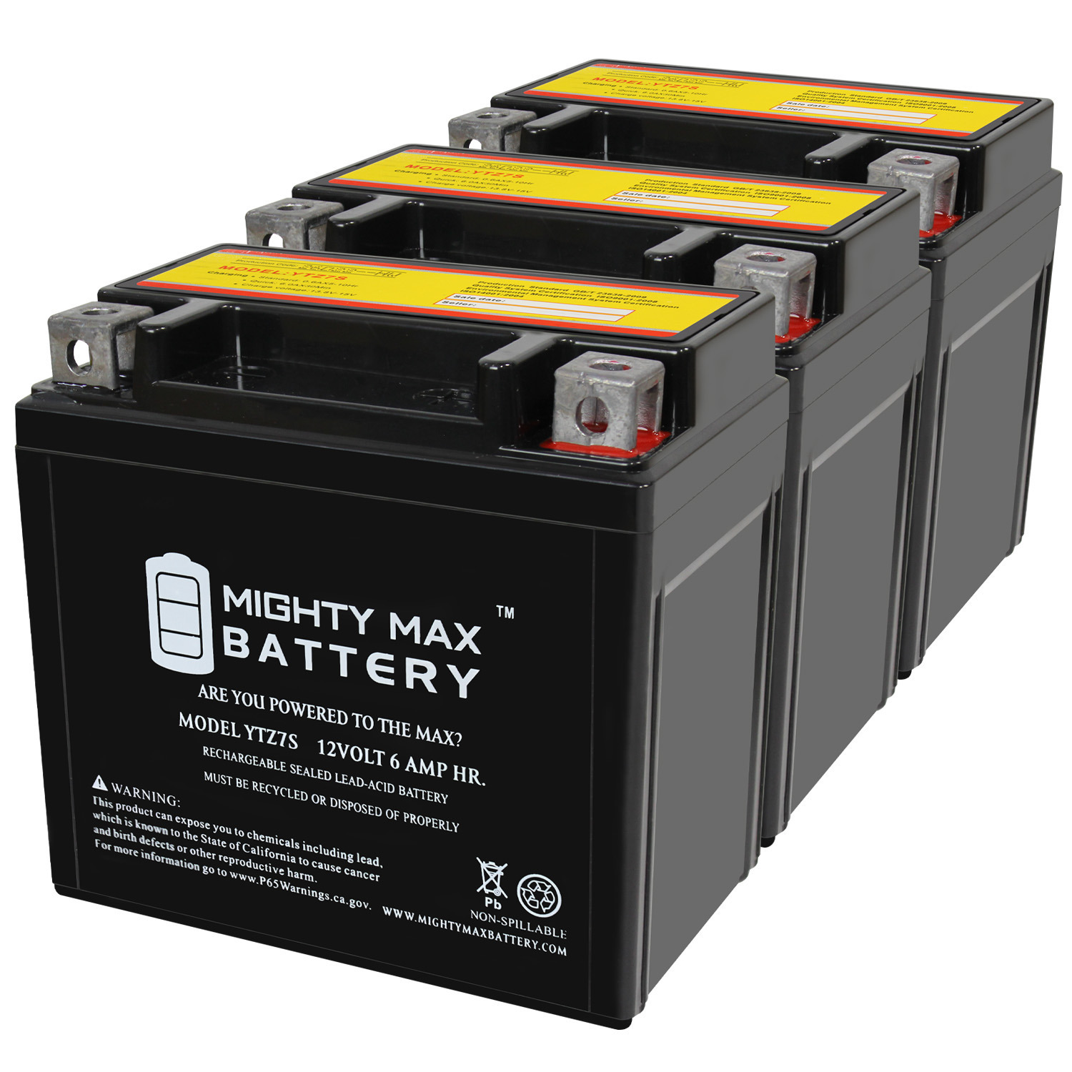 YTZ7S 12V 6AH Replacement Battery Compatible with Kawasaki KLX230R 23 - 3 Pack