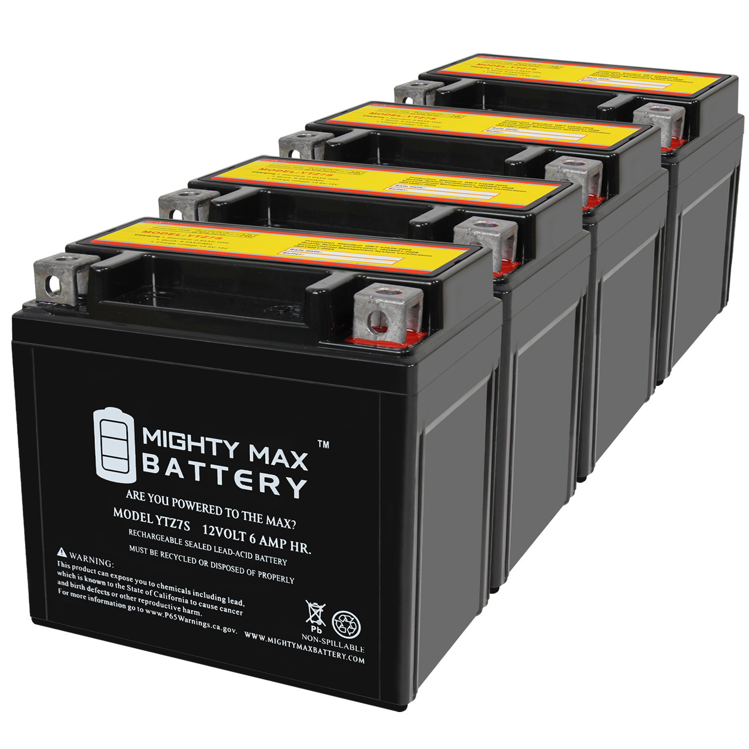 YTZ7S 12V 6AH Replacement Battery Compatible with Kawasaki KLX230R 23 - 4 Pack