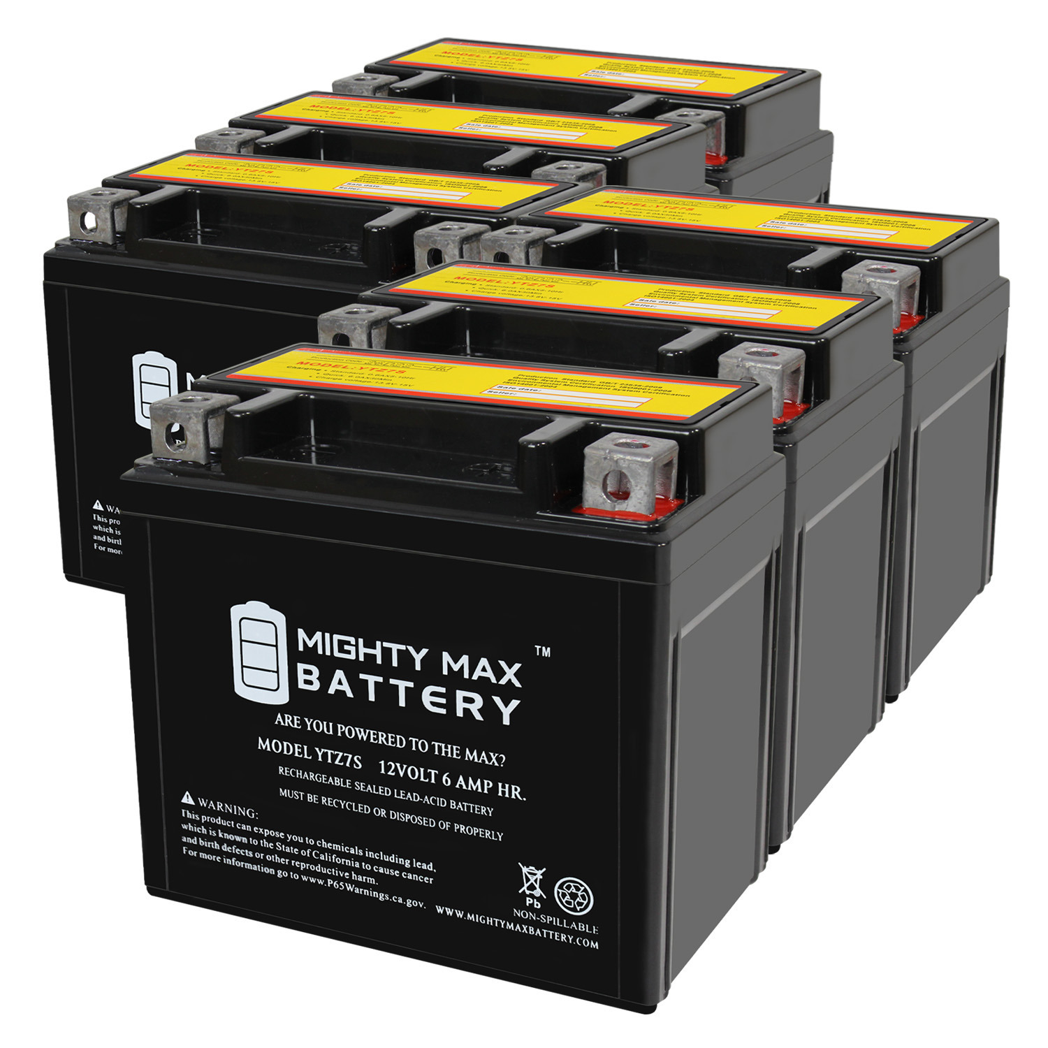 YTZ7S 12V 6AH Replacement Battery Compatible with Kawasaki KLX230R 23 - 6 Pack