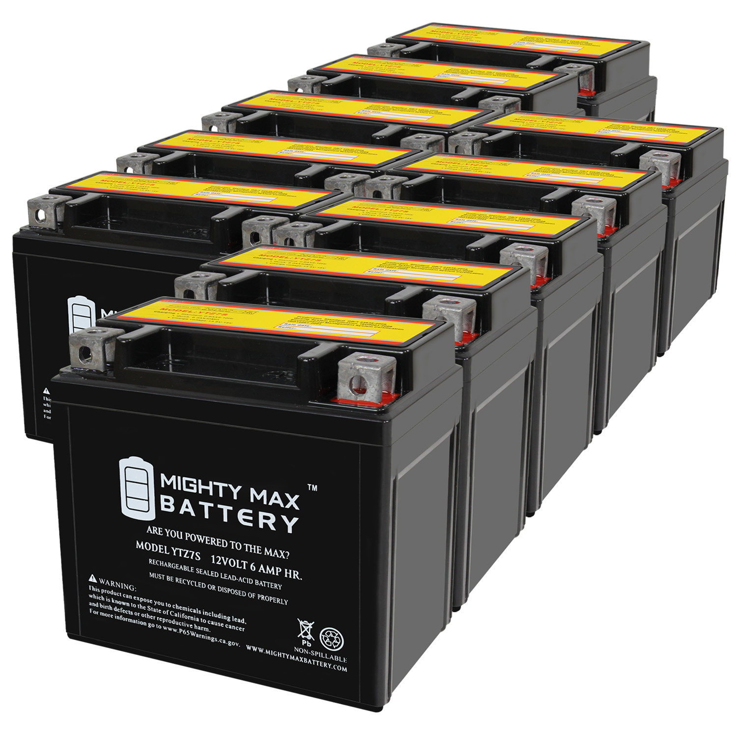 YTZ7S 12V 6AH Replacement Battery Compatible with Kawasaki KLX230R 23 - 10 Pack