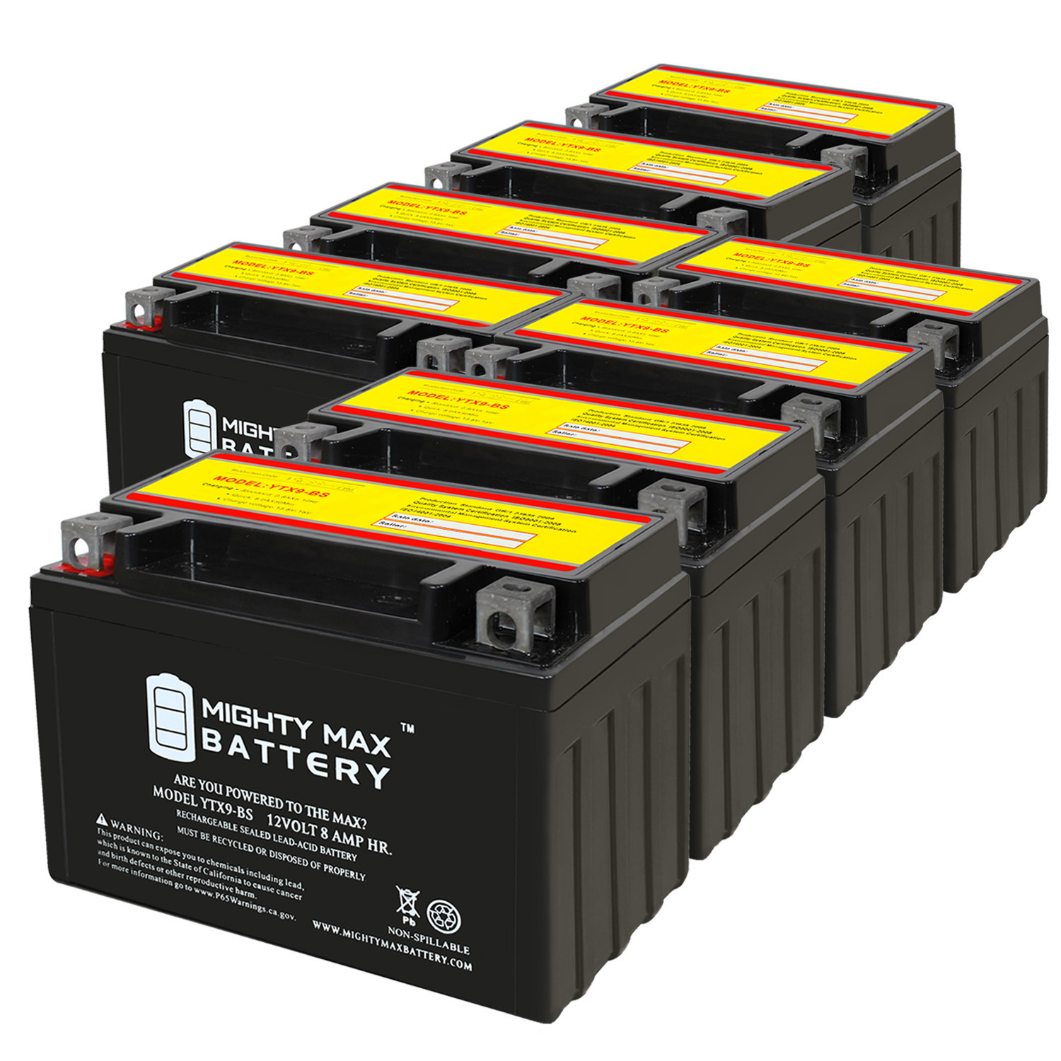 YTX9-BS SLA Replacement Battery Compatible with Husqvarna 400 Svartpilen, Vitpilen 18-21 - 8 Pack