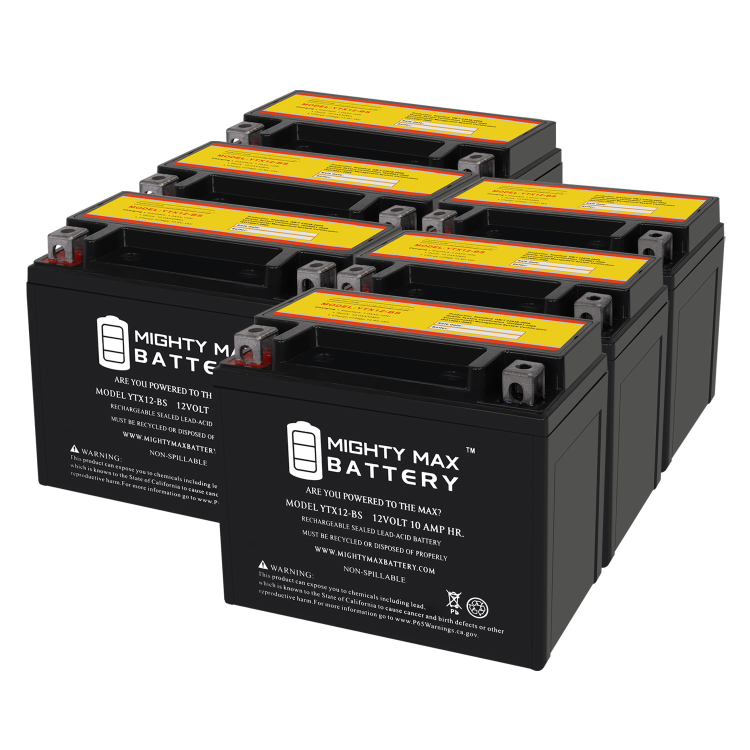 YTX12-BS 12V 10Ah Replacement Battery Compatible with Kawasaki W800 Cafe 23 - 6 Pack