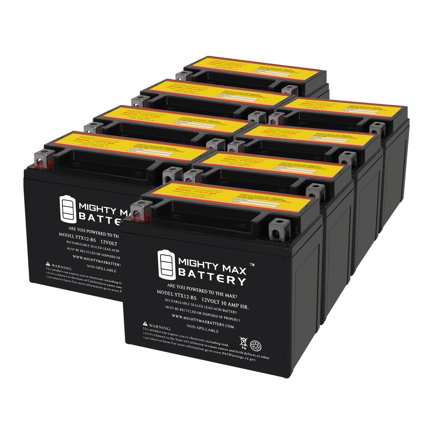 YTX12-BS 12V 10Ah Replacement Battery Compatible with Kawasaki W800 Cafe 23 - 8 Pack