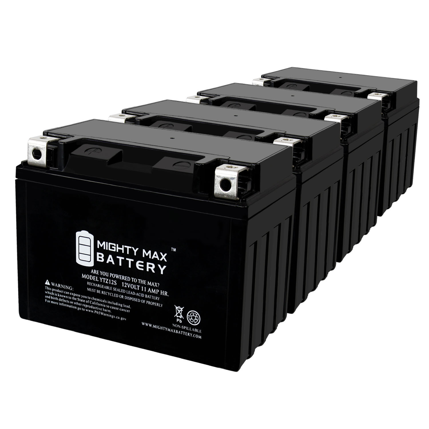 YTZ12S 12V 11Ah Replacement Battery compatible with Yamaha 1200 XTZ1200Z Super Tenere 12-23 - 4 Pack