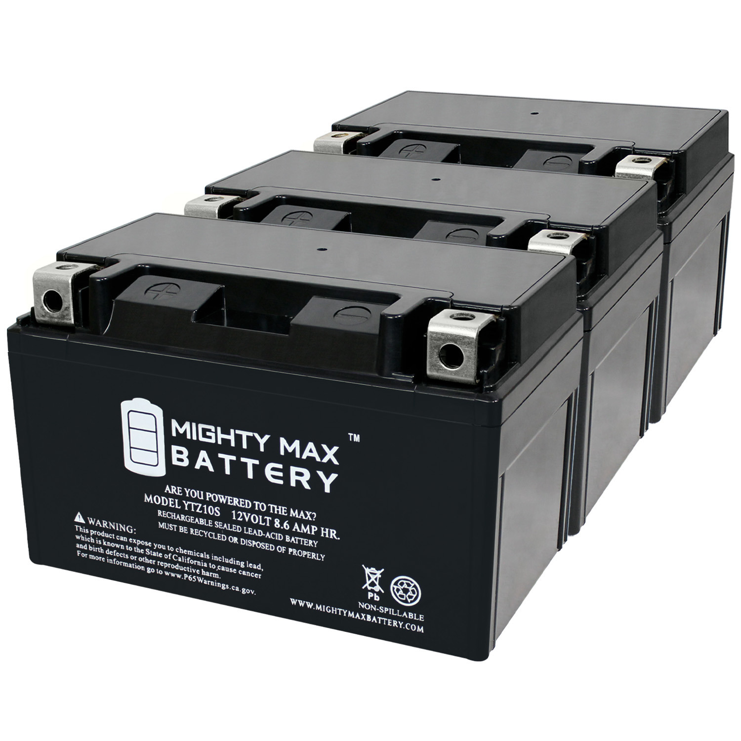 YTZ10S 12V 8.6AH Replacement Battery Compatible with KTM 890 Duke 21-UP - 3 Pack