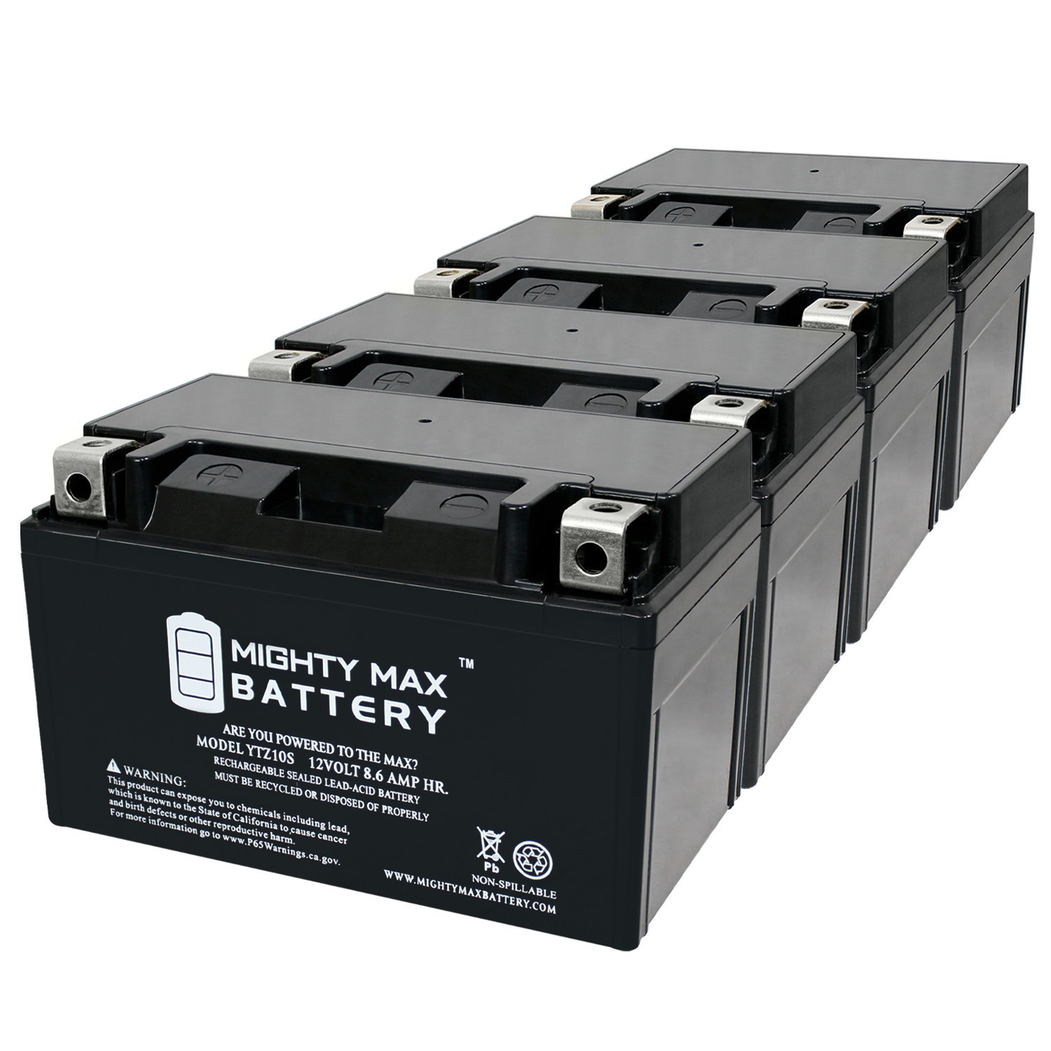 YTZ10S 12V 8.6AH Replacement Battery Compatible with MV Agusta 1000 Brutale 1078RR, 1090 09-16 - 4 Pack