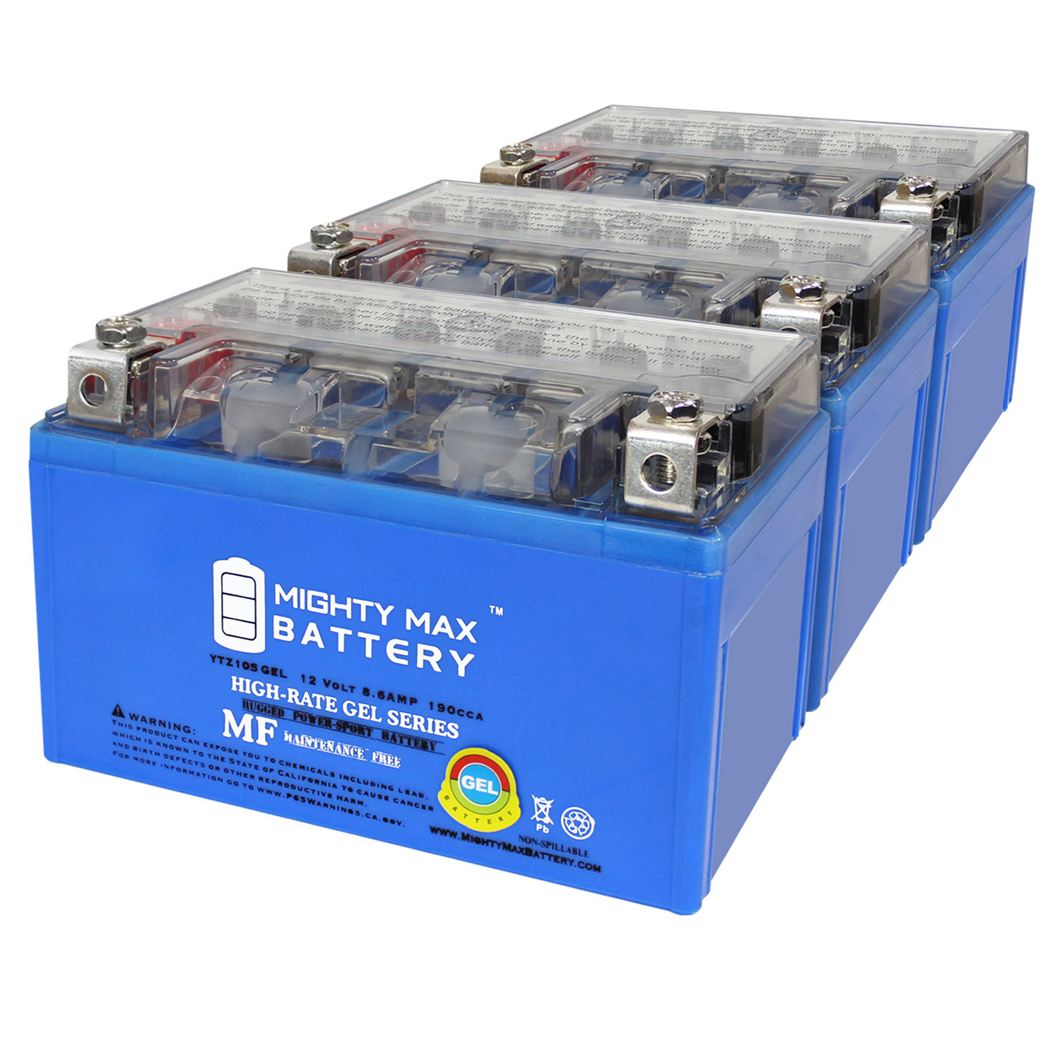 12V 8.6AH 190CCA GEL Replacement Battery Compatible with Kawasaki 1000 ZX10R WITH ABS 11-23 - 3 Pack