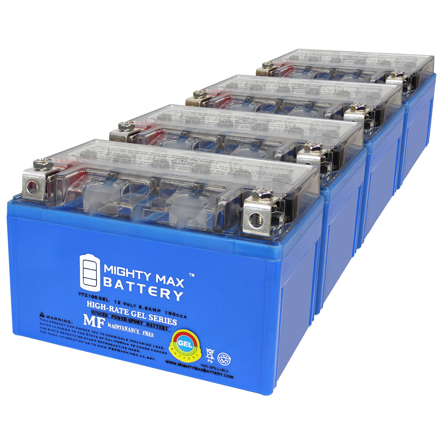 12V 8.6AH 190CCA GEL Replacement Battery Compatible with Kawasaki 1000 ZX10R WITH ABS 11-23 - 4 Pack