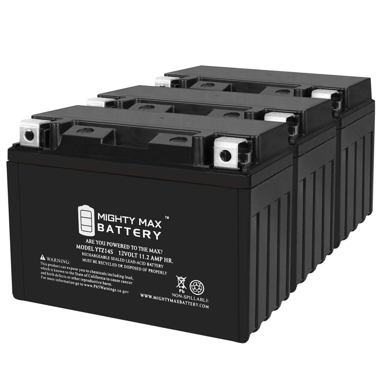 YTZ14S 12V 11.2Ah Replacement Battery Compatible with BMW 1250 R1250RT, R, RS 19-23 - 3 Pack