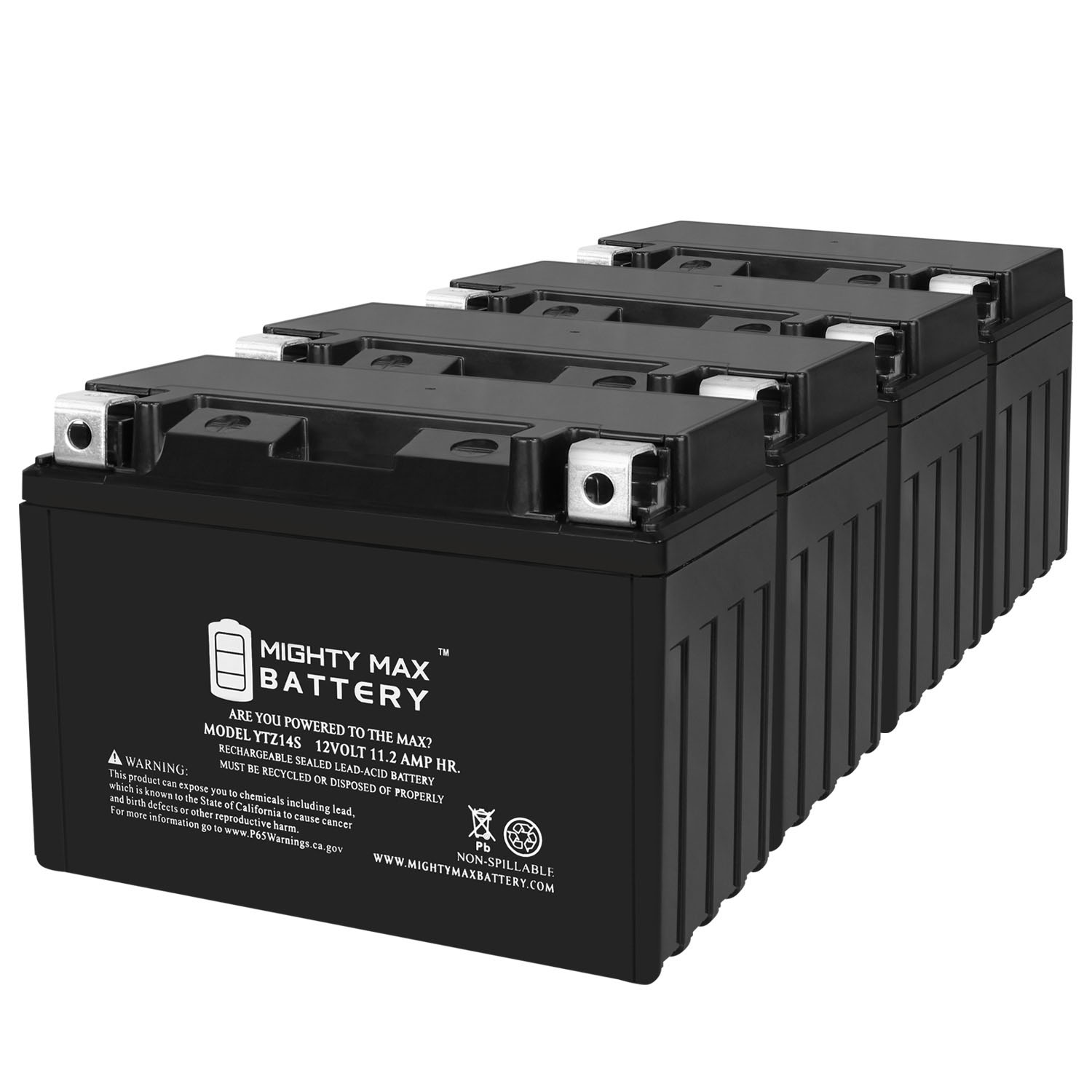 YTZ14S 12V 11.2Ah Replacement Battery Compatible with BMW 1250 R1250RT, R, RS 19-23 - 4 Pack