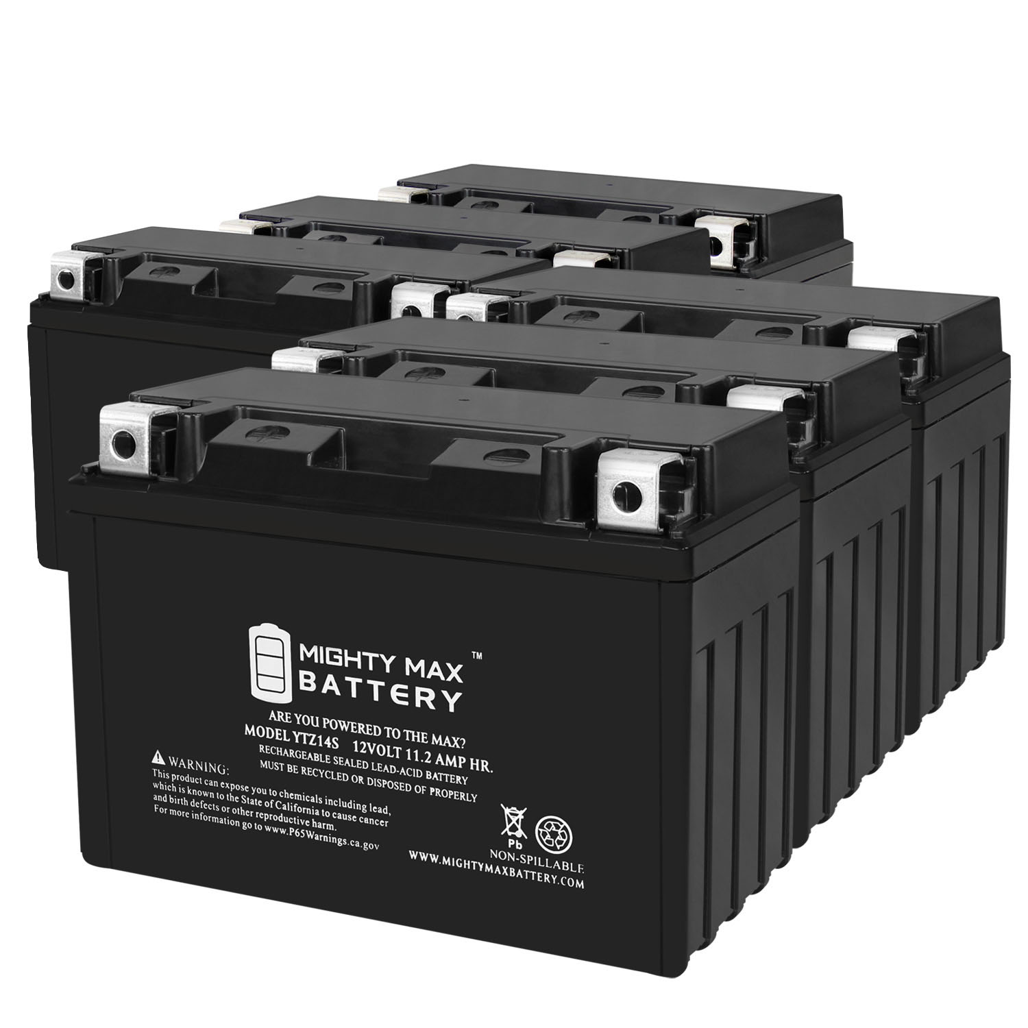 YTZ14S 12V 11.2Ah Replacement Battery Compatible with BMW 1250 R1250RT, R, RS 19-23 - 6 Pack