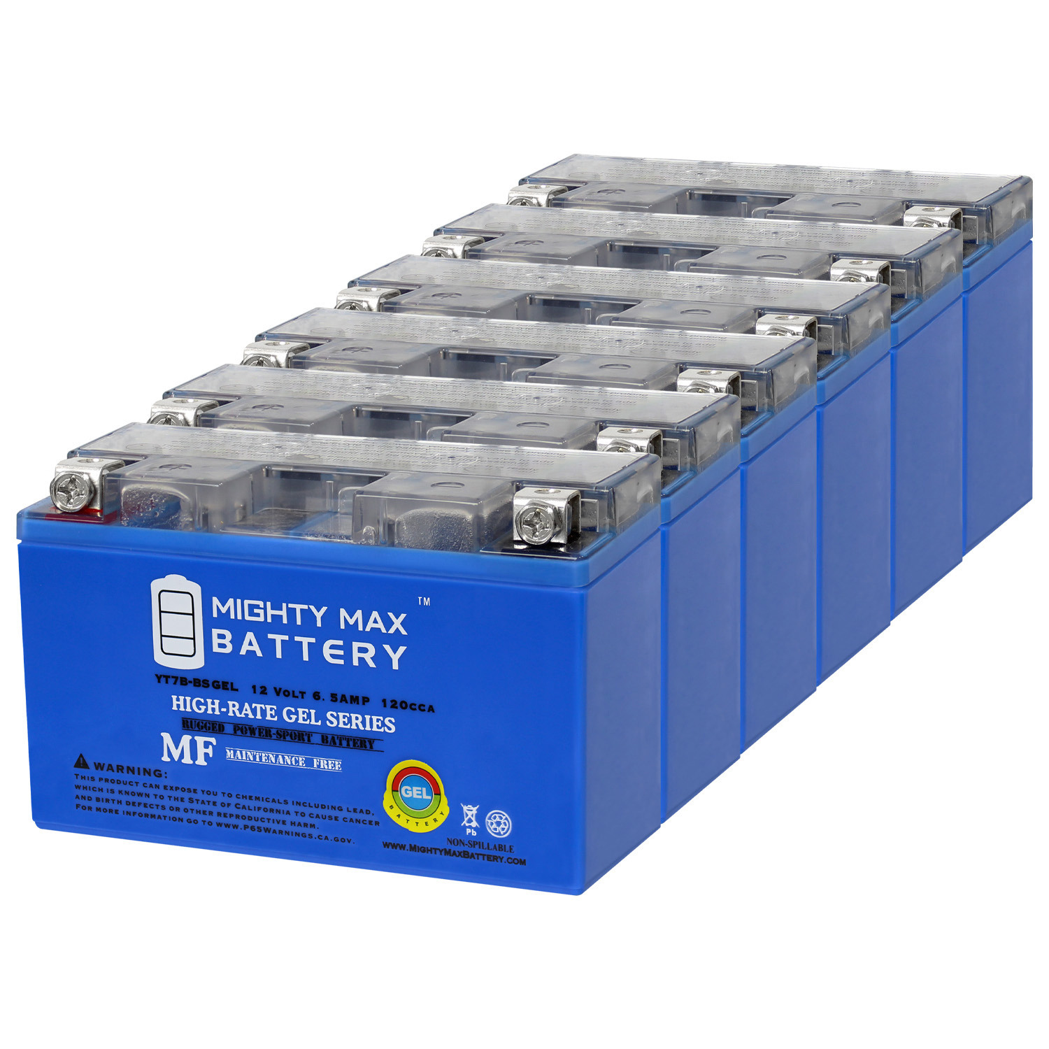 YT7B-BS GEL 12V 6.5AH Replacement Battery Compatible with Suzuki 400 DR-Z400, E, S, SM 00-23 - 6 Pack