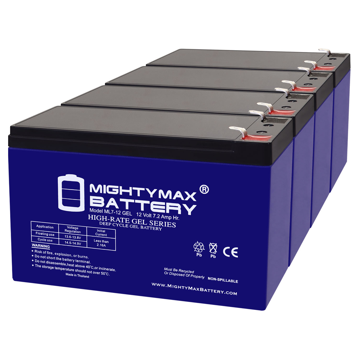 12V 7AH GEL F1 Replacement Battery Compatible with Liberty PS1400RM - 4 Pack