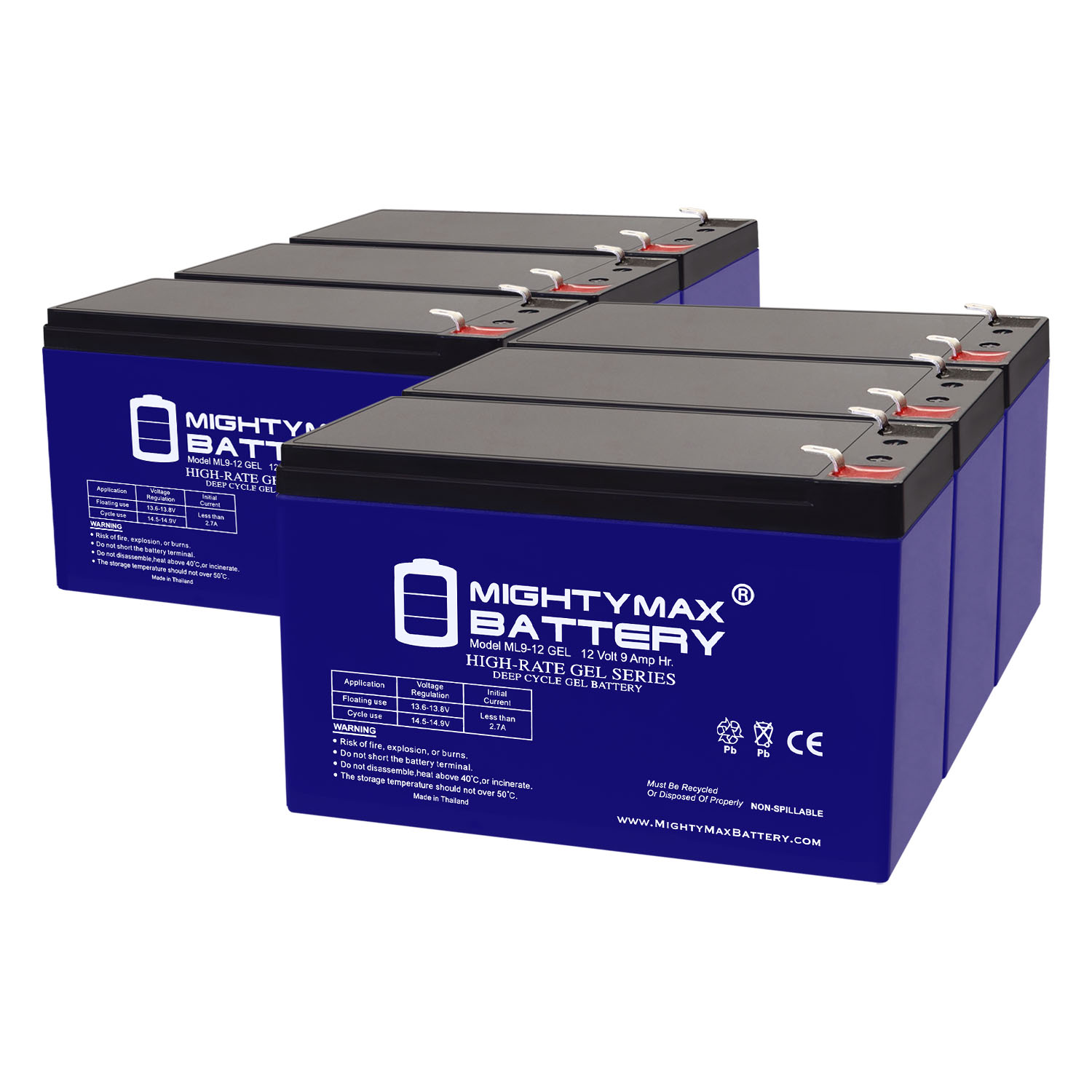 12V 9AH GEL F2 Replacement Battery Compatible with APC UPS Power Backup Systems - 6 Pack