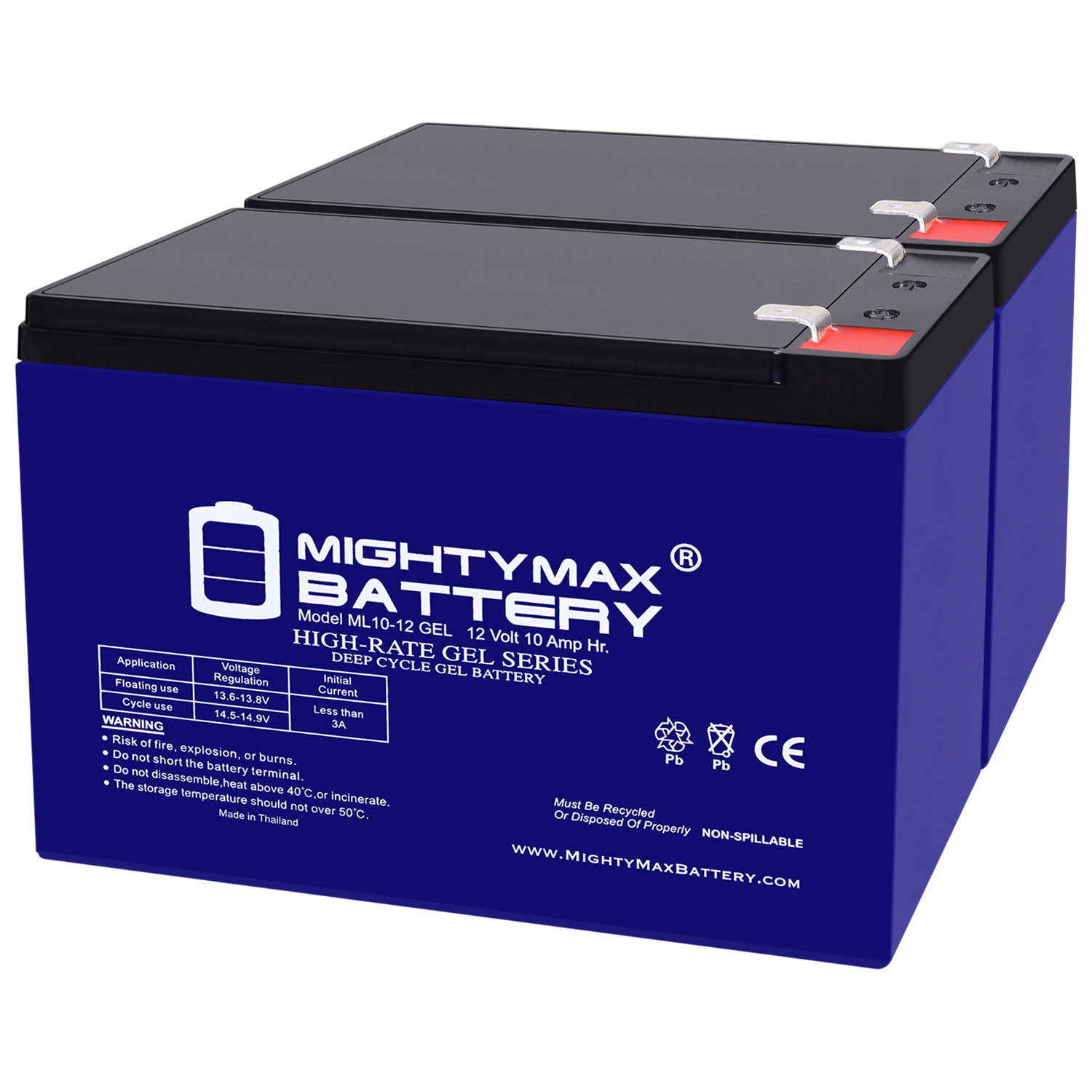 12V 10AH GEL F2 Replacement Battery Compatible with Yueyang, Enduring CB10-12 - 2 Pack