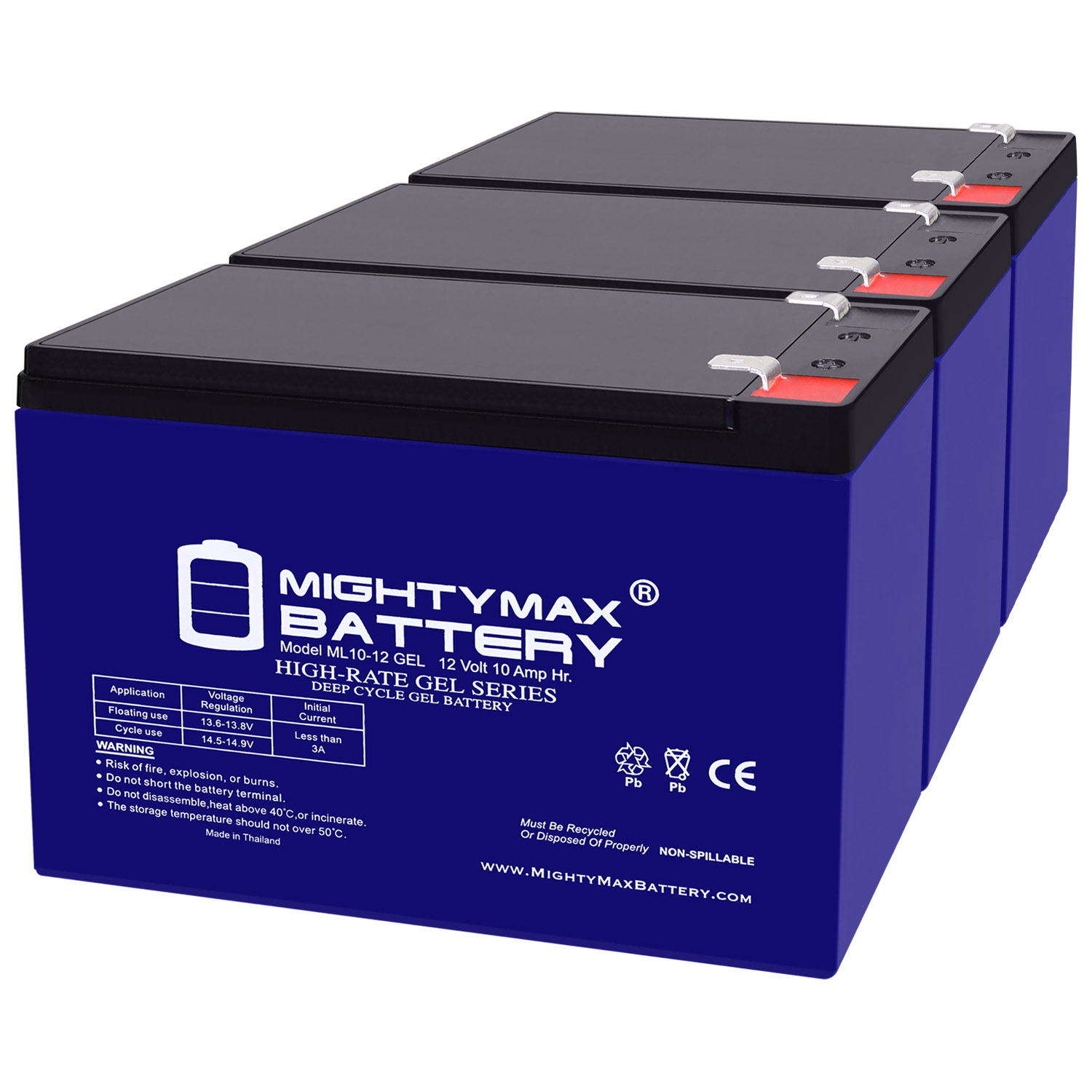 12V 10AH GEL F2 Replacement Battery Compatible with Practical Excellent Performance - 3 Pack