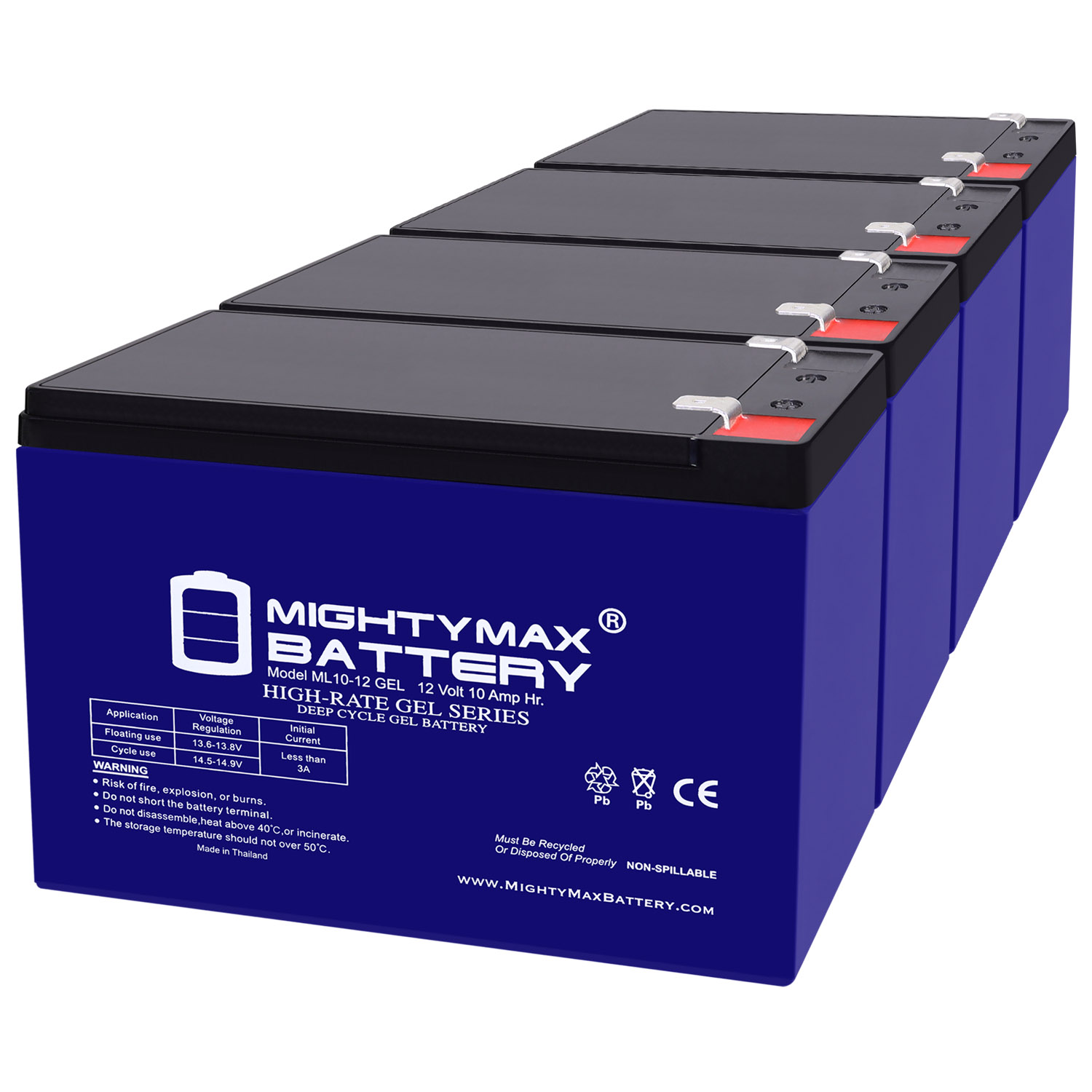 12V 10AH GEL F2 Replacement Battery Compatible with Embassy 12CE10 - 4 Pack