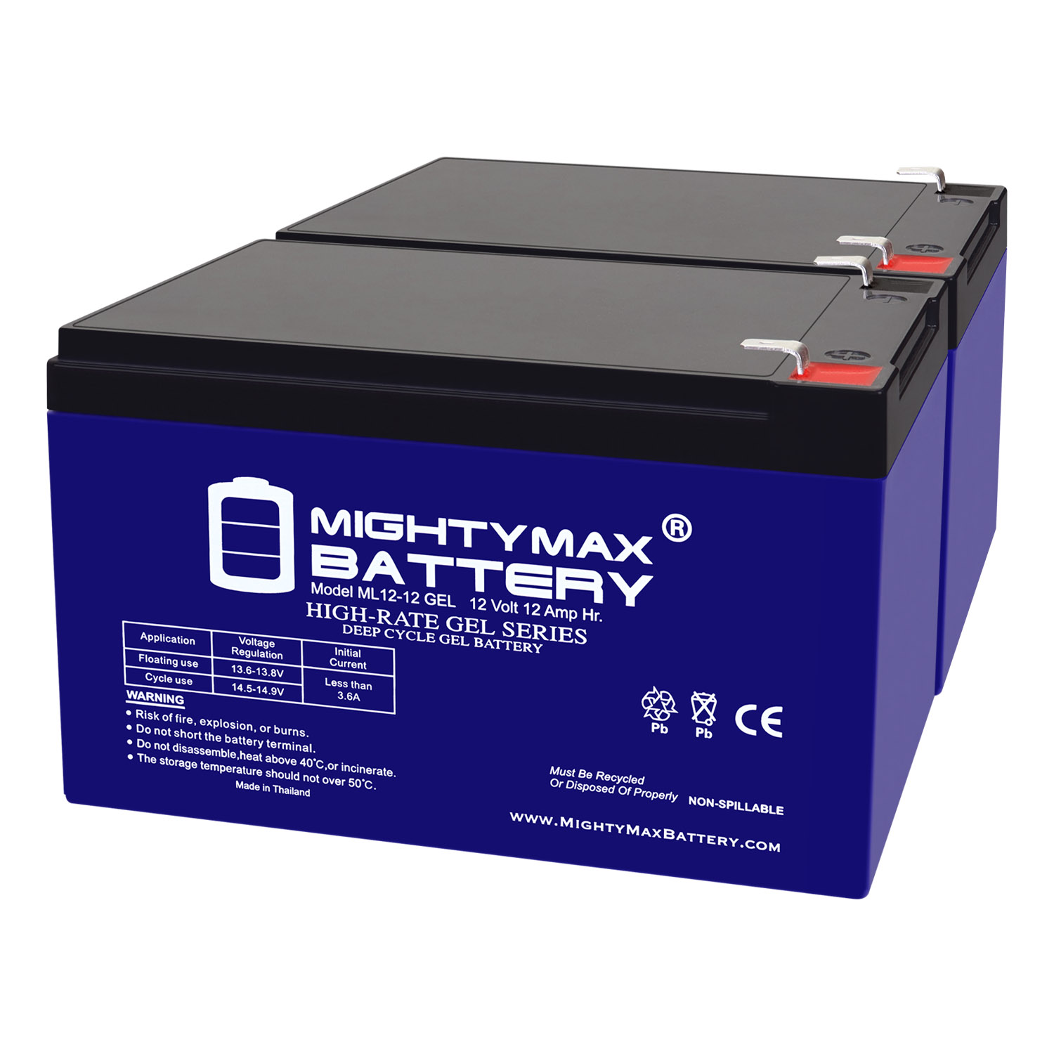 12V 12AH GEL F2 Replacement Battery Compatible with Enersys 12HX50 - 2 Pack