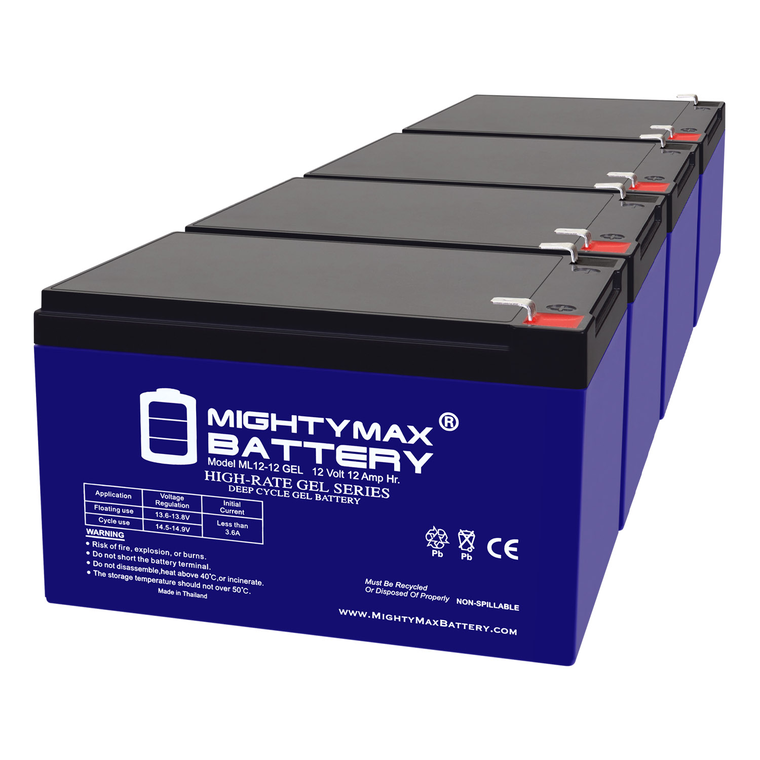 12V 12AH GEL F2 Replacement Battery Compatible with WKA12-12F2 Genuine - 4 Pack