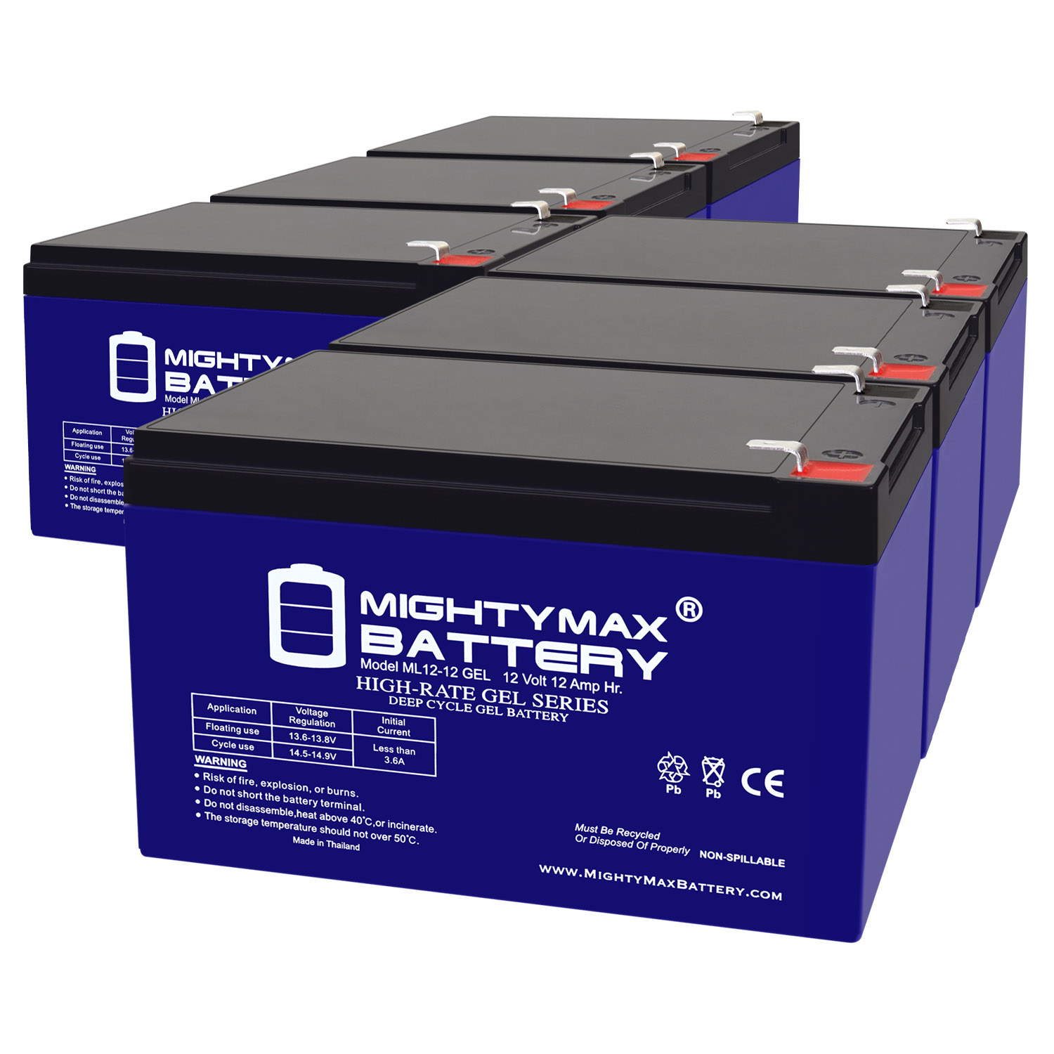 12V 12AH GEL F2 Replacement Battery Compatible with Universal Power Group 85957 UB12120FR - 6 Pack