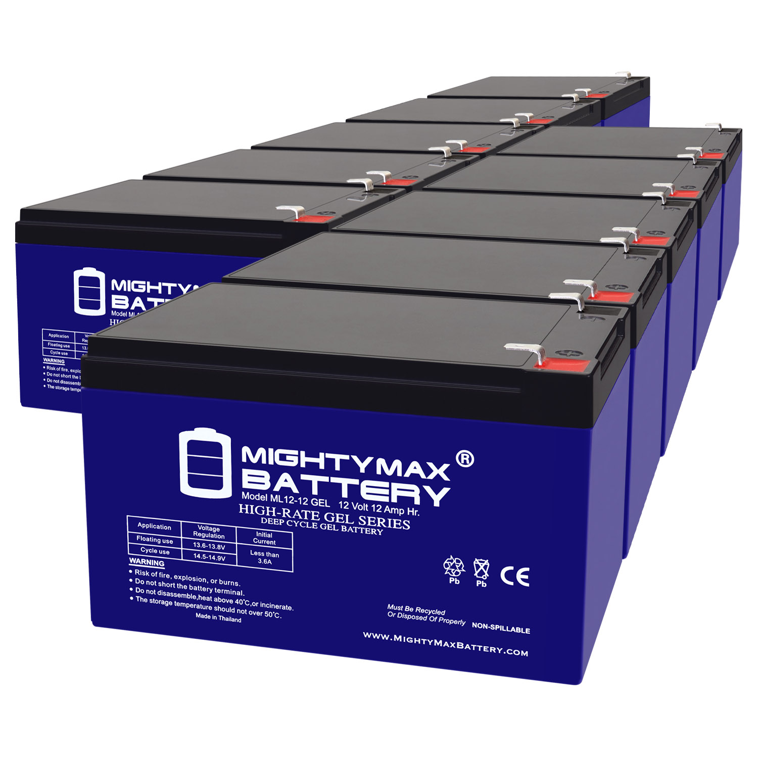 12V 12AH GEL F2 Replacement Battery Compatible with China Storage Battery GP12110F2 - 10 Pack