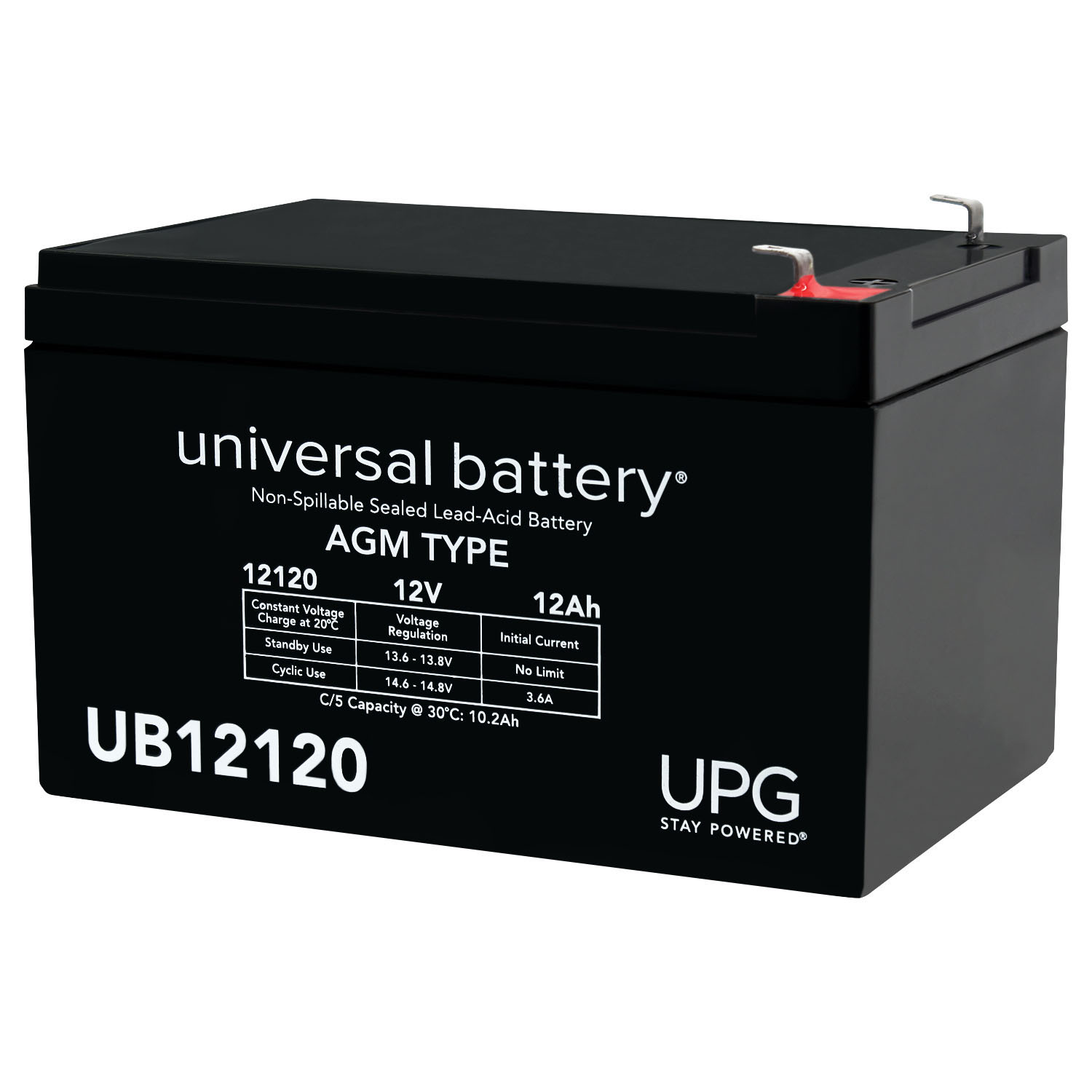 UB12120 12V 12AH Sealed Lead Acid Battery (SLA) .187 TT - UB12120