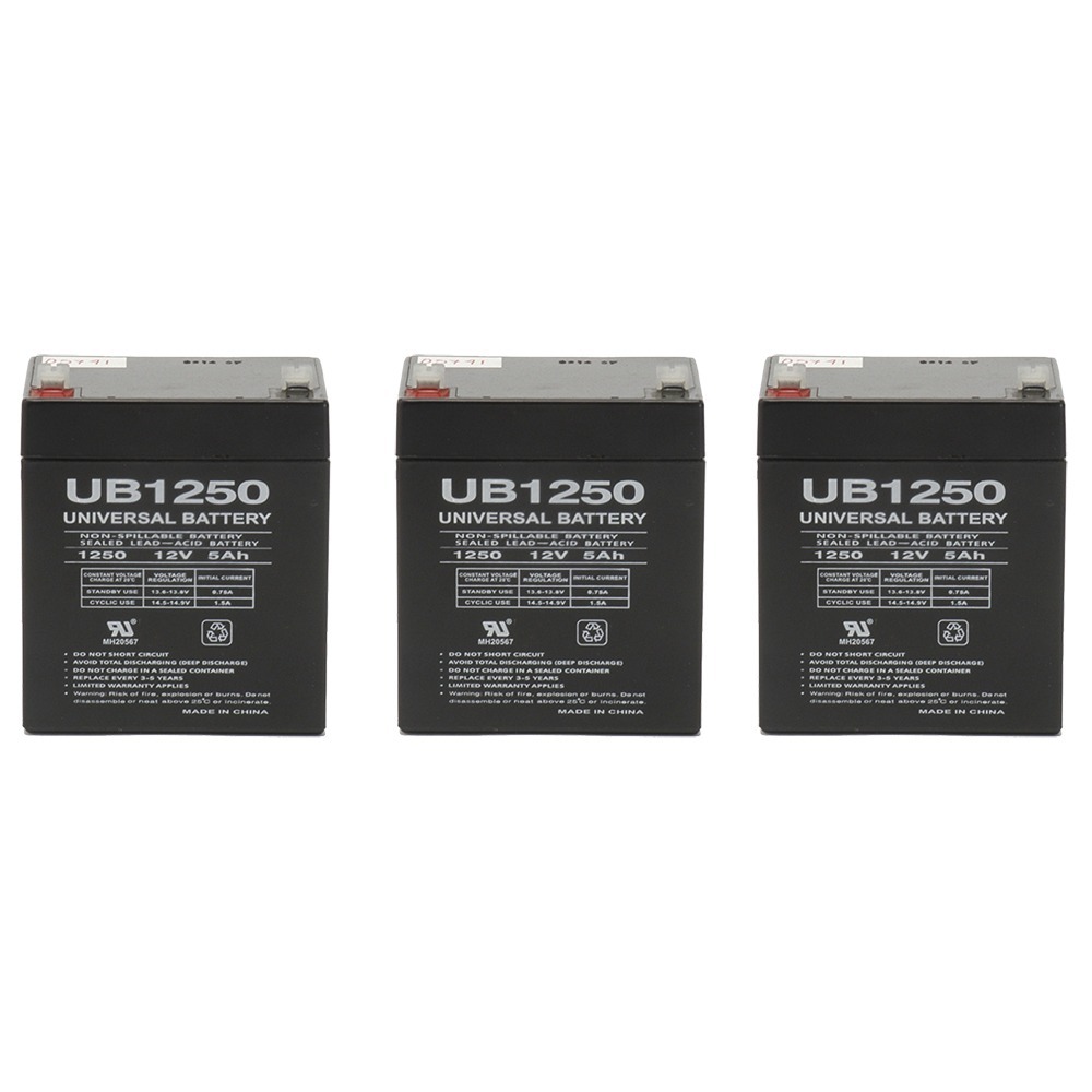 UPG UB1250 12V 5AH SLA BATTERY 12 VOLT 3 PACK 628586813519  