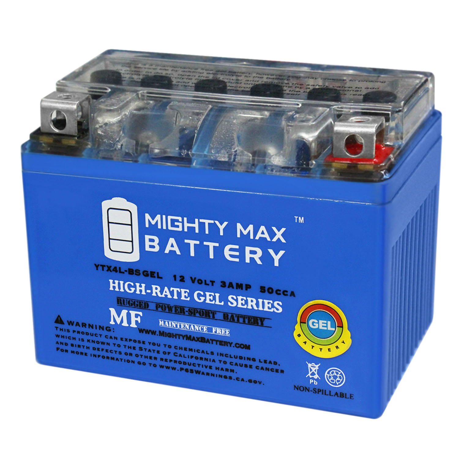 Mighty Max Battery YTX4L-BSGEL - 12 Volt 3 AH, GEL Type, 50 CCA, Rechargeable Maintenance Free SLA AGM Motorcycle Battery - YTX4L-BSGEL