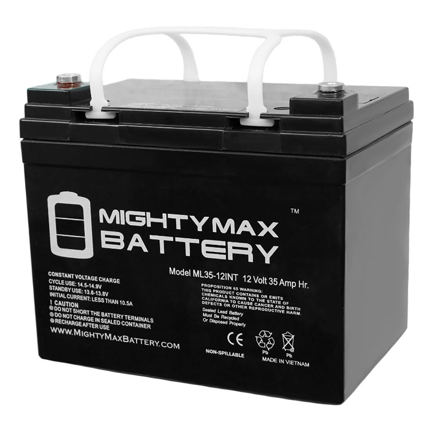 ML35-12INT - 12 Volt 35 AH, Internal Thread (INT) Terminal, Rechargeable SLA AGM Battery - ML35-12INT