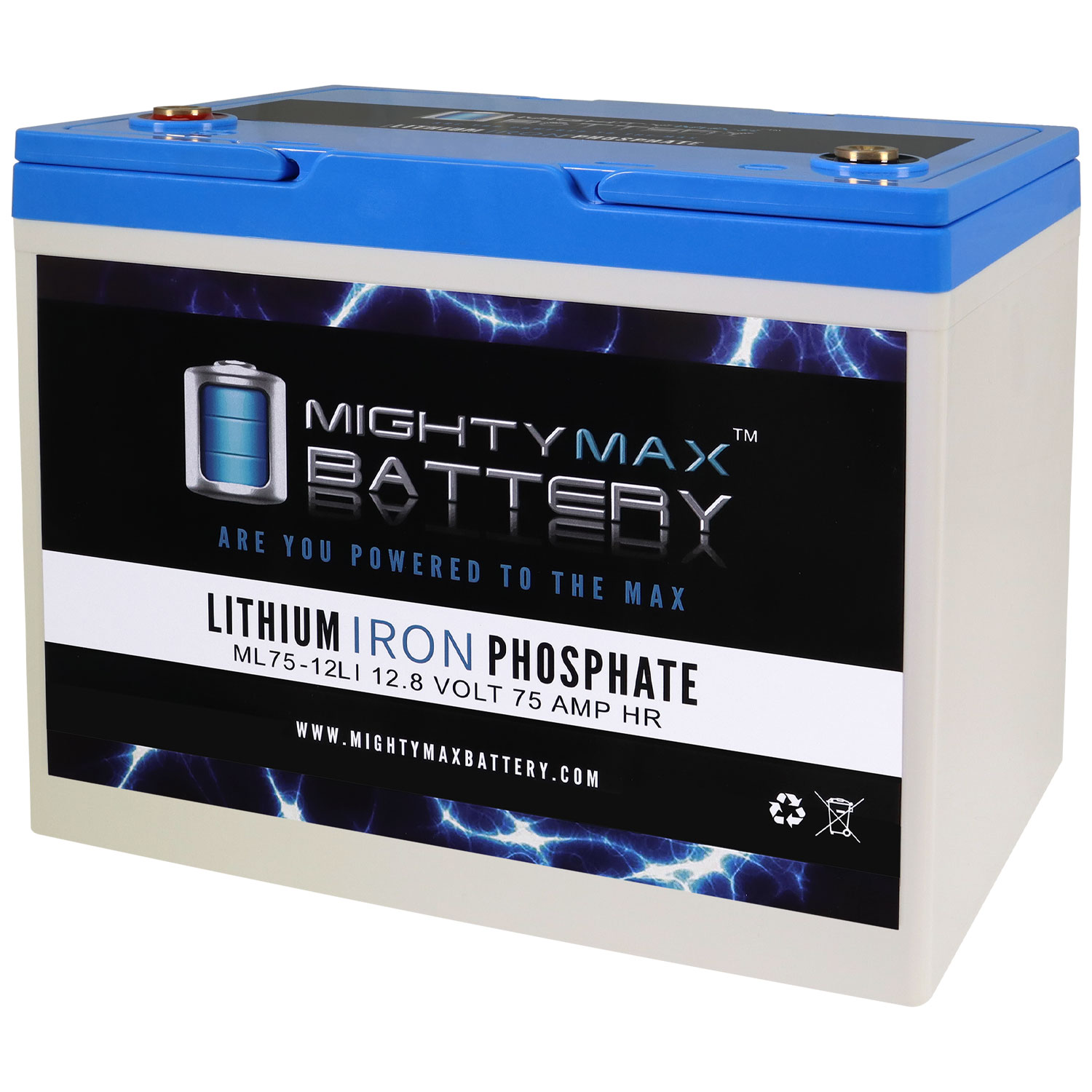 Mighty Max Battery ML75-12LI - 12 Volt 75 AH Deep Cycle Lithium Iron Phosphate (LiFePO4) Rechargeable and Maintenance Free Battery - ML75-12LI